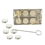 6 pcs Tea Light with Metal Wick Picker in Clear Box - White