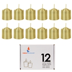 12 pcs 8 Hours Unscented Votive Candle in White Box - Gold