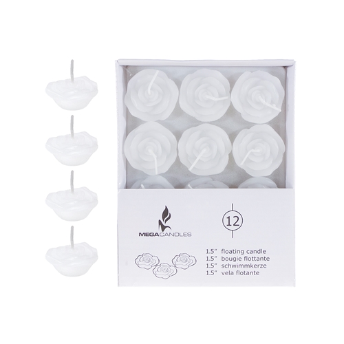 Mega Candles 12 Pcs 1 5 Unscented Floating Flower Candle In White