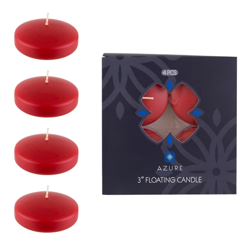 Azure Candles Pcs Unscented Glazed Floating Disc Candle Red